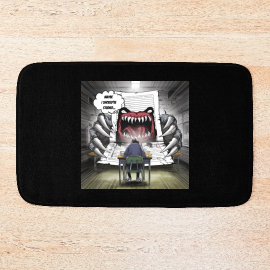 Test Anxiety Student vs Exam Monster Exam Struggle Bath Mats