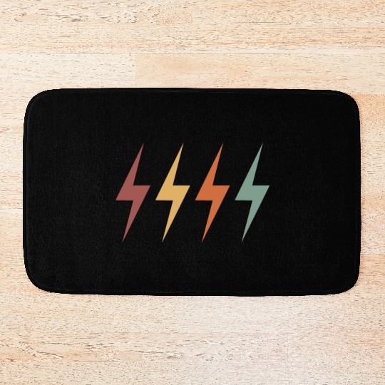 retro vintage colourful lightning Bolt Bath Mats