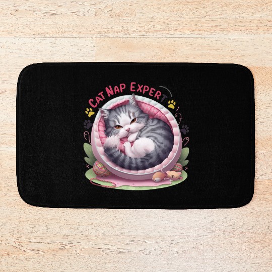 Cat Nap Expert - Funny Cat Outfit! Bath Mats