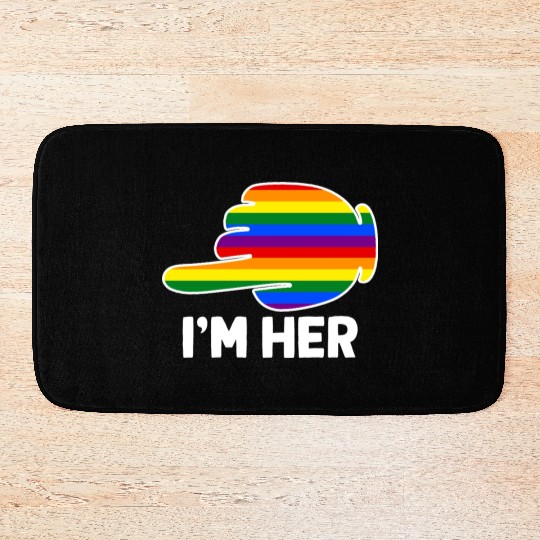 I'm Hers Rainbow Lesbian Couple Funny LGBT Pride Bath Mats