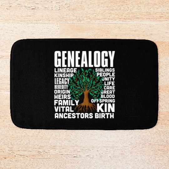 Genealogy Word Cloud Family Ancestry Genealogist Bath Mats