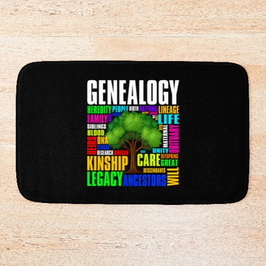 Genealogy Word Cloud Family Ancestry Genealogist Bath Mats