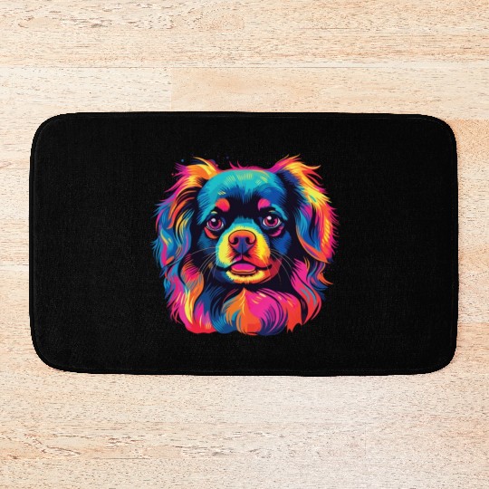 Watercolor Colorful Tibetan Spaniel Bath Mats