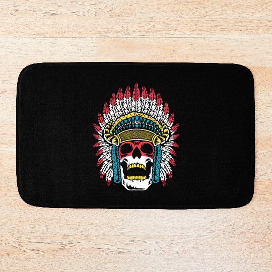 Indigenous Native American Skull Skull Head Bath Mats