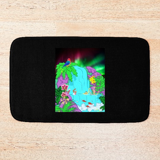Northern Lights Waterfall Serenity with Swimmers Bath Mats
