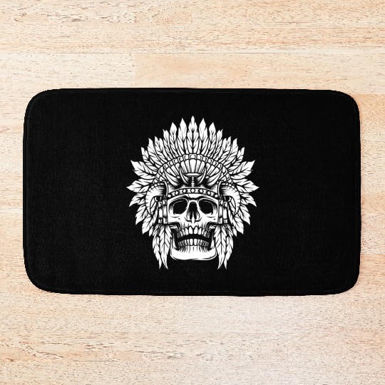 Indigenous Native American Skull Head Bath Mats