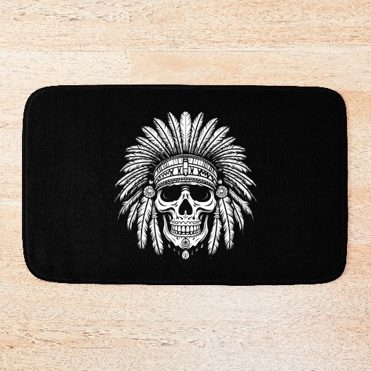 Indigenous Native American Skull Head Bath Mats