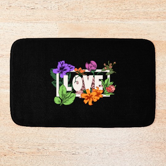 Valentines Day 14 February greeting Love flowers Bath Mats