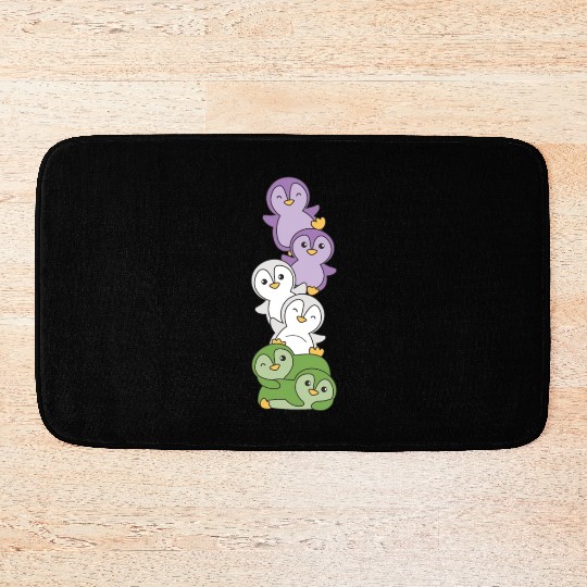 Genderqueer Flag Pride Lgbtq Cute Penguin Bath Mats