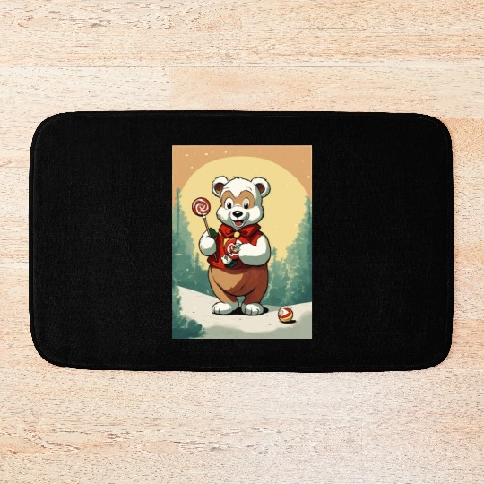 Cartoon cute teddy bear Bath Mats