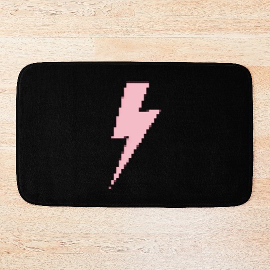 Retro pixels pink lightning bolt Bath Mats