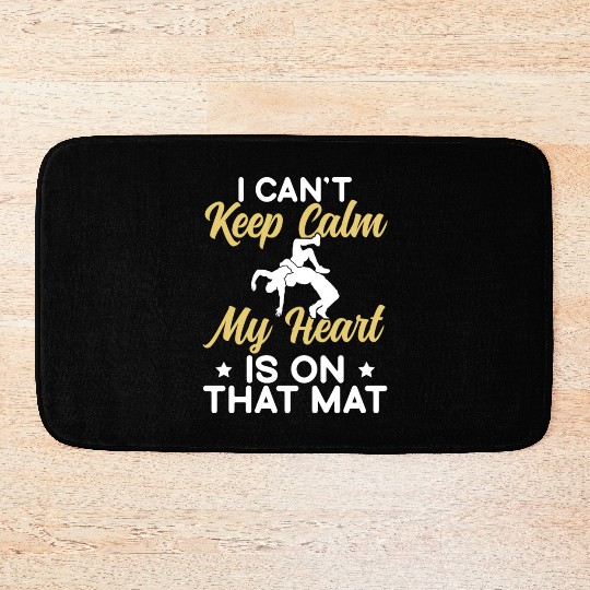 Wrestling Mom My Heart Is On That Mat Bath Mats