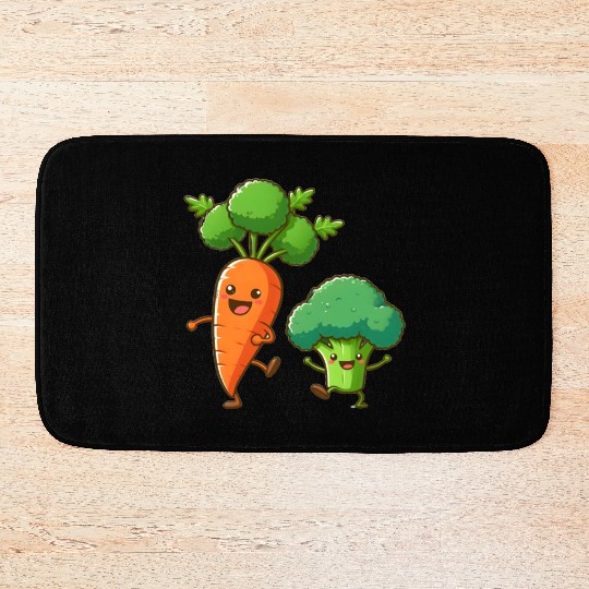 Carrot Dancing with Broccoli Bath Mats