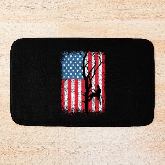 American Flag Arborist Gift For Men Cool Tree Love Bath Mats