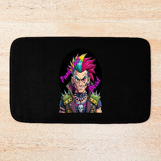 Rebel's Gaze: A Tribute to Punk's Resilience Bath Mats