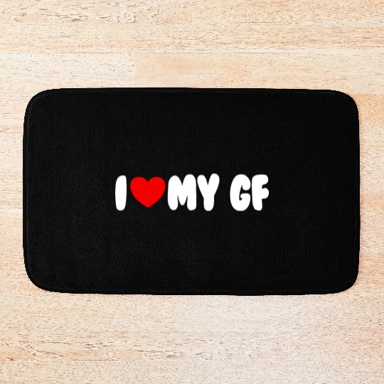 I Love My GF Red Heart Matching Couple Girlfriend Bath Mats