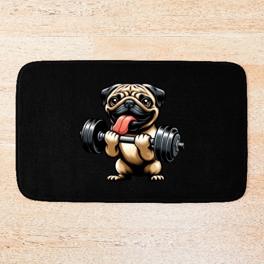 Pug Workout: Fun Dumbbell Training Bath Mats
