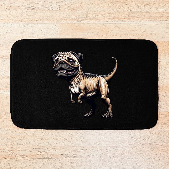 T-Rex & Pug Hybrid Cartoon Fun Bath Mats
