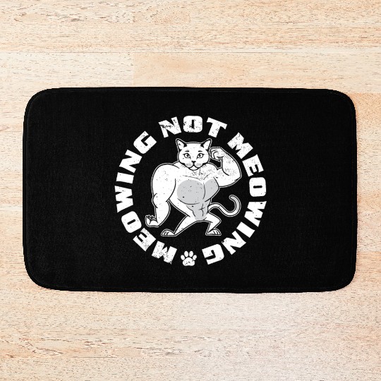 Mewing Not Meowing Funny Cat Meme Jawline Bath Mats