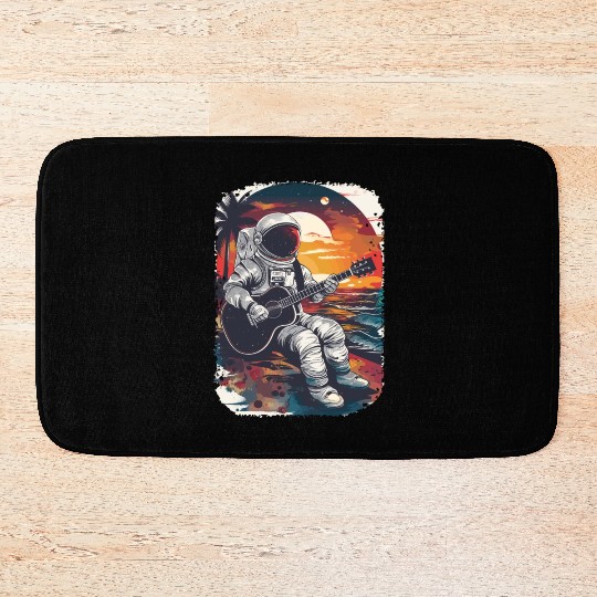 Astronaut Guitar Player Space Music Lover Bath Mats