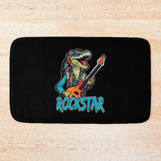 Rockstar Reptile Musician with Electric Guitar Bath Mats