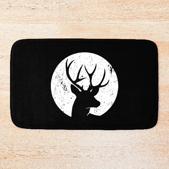Stag deer face creative minimal design Bath Mats