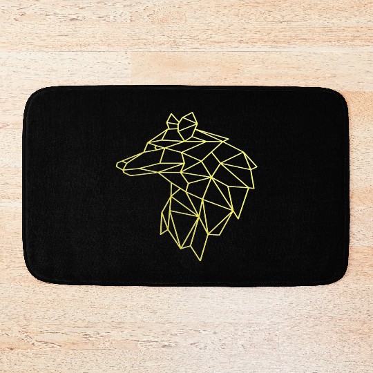 Wolf face tattoo geometric modern Colorful Bath Mats