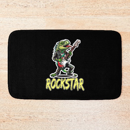 Rockstar Reptile Musician with Electric Guitar Bath Mats