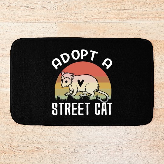 Adopt A Street Cat Funny Opossum Vintage Bath Mats