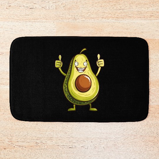 Smiling Avocado Thumbs Up Fun Design Bath Mats