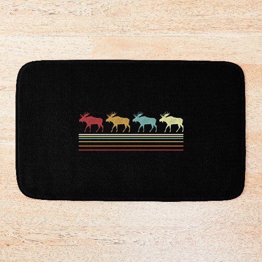 Retro Moose Lover Funny Moose Vintage Bath Mats