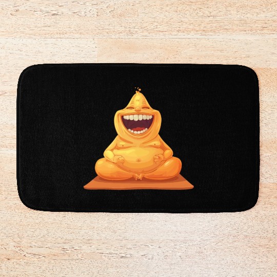 Joyful Yellow Creature Embracing Laughter Bath Mats