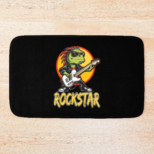 Rockstar Reptile Musician with Electric Guitar Bath Mats