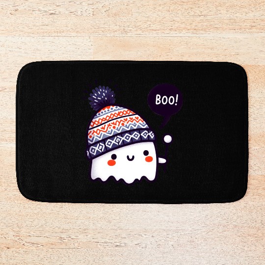 Ghostly Surprise with Knitted Hat Bath Mats