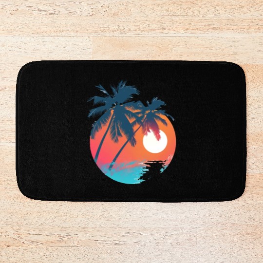 Tropical Sunset Retreat With Soaring Birds Bath Mats