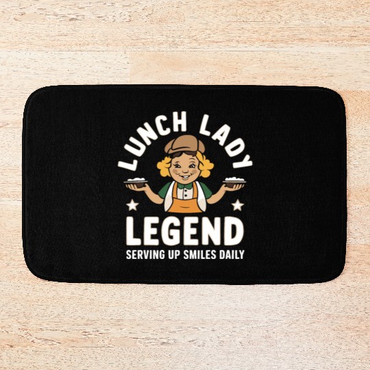 School Lunch Lady School Worker Cafeteria Lady Bath Mats