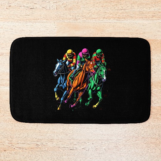 Vintage Horse Racing Painting Horse and Derby Bath Mats