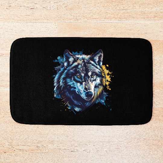 Alpha Wolf Paint Splash Bath Mats