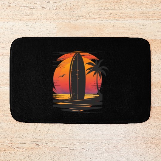 Sunset Surfing Retreat Tropical Vibes Bath Mats