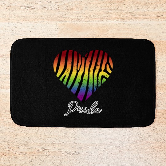 LGBTQ+Pride Rainbow heart-pattern tiger leather Bath Mats