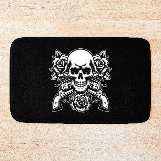 Skeleton Roses Guitar Roses Skull Guns Bath Mats