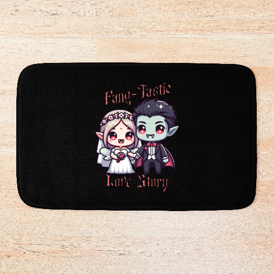 Vampire Bride and Groom Love Story Bath Mats