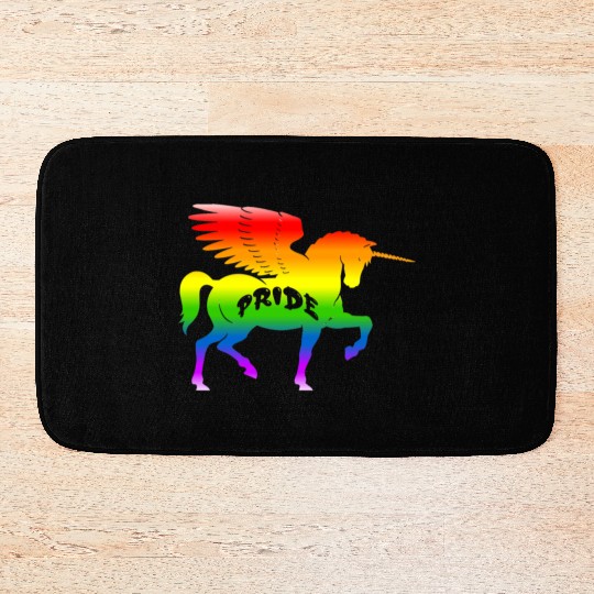 Rainbow pride unicorn Bath Mats
