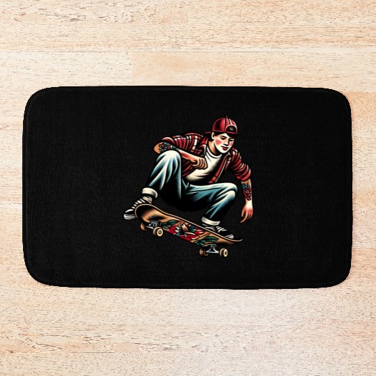 AI Old School 90s Teen Skater Bath Mats