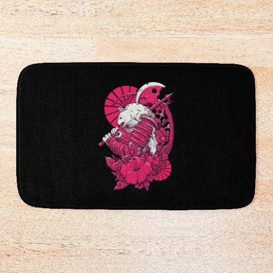 Bear in Samurai Armor Bath Mats