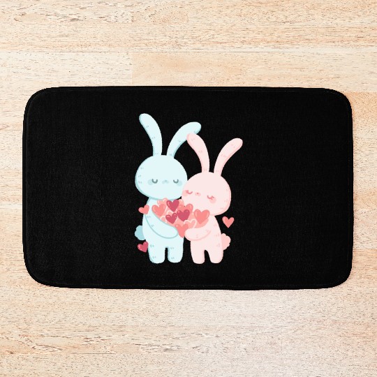 Whimsical Duo: Creative Couple Graphics Design Bath Mats