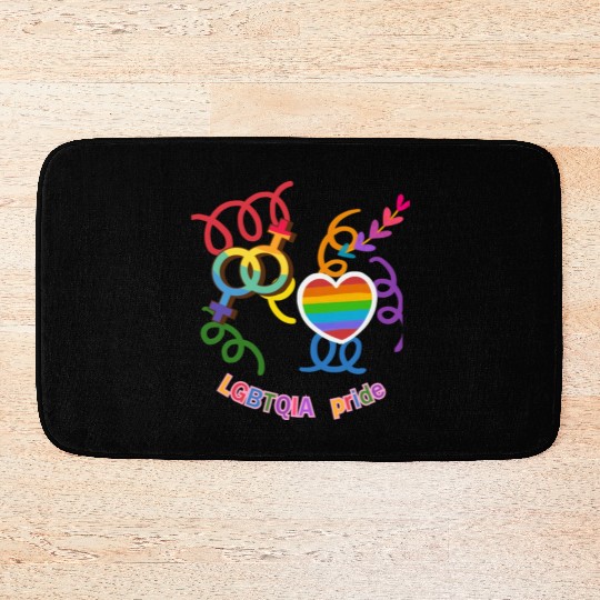 LGBTQIA+ Pride Rainbow Heart Bath Mats