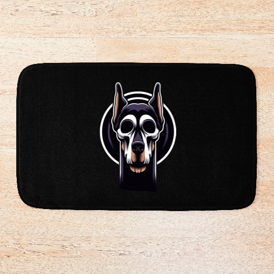 Neon Doberman Skull Edge Bath Mats