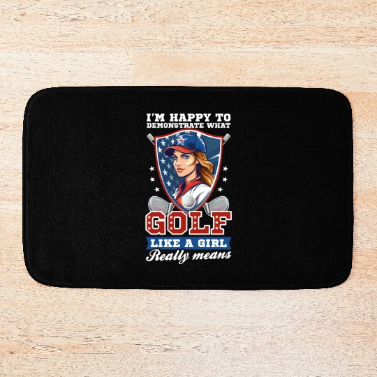 4th Of July Golf Happy To Demonstrate Girl Bath Mats