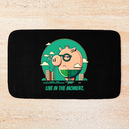 Live in the Moment Pig Bath Mats
